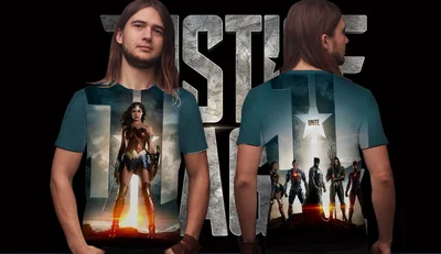 Футболки с полной запечаткой: лига справедливости - Чудо-женщина